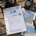 Log book pages with Recreational Dive Planner RDP Dive Table