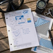 Log book pages with Recreational Dive Planner RDP Dive Table