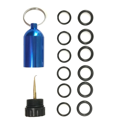 Scuba O-Ring Keychain - Mini Tank with 12 O-Rings and Brass Pick
