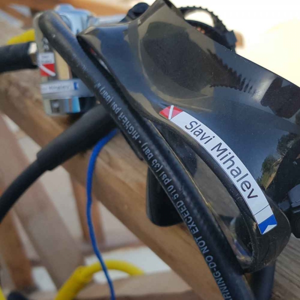 Personalized sticker for scuba diving gear black