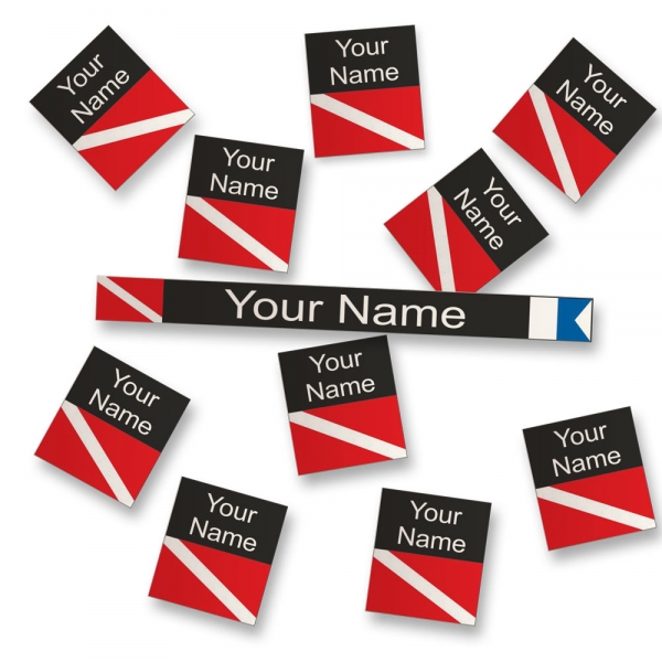 Personalized Sticker Labels for Diving Gear Identification - Black