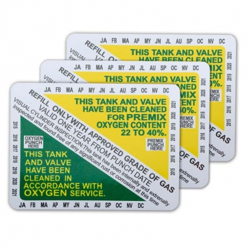 Scuba Diving Small Nitrox Tank Tape Labels Oxygen Content 80 pcs 